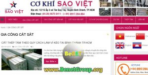 Công ty Benet, Công ty Cơ Khí Sao Việt, Thiết kế web, Từ khóa tìm kiếm, Xây dựng website, Giao diện website, Gia công cắt sắt